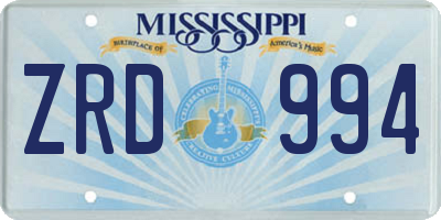 MS license plate ZRD994