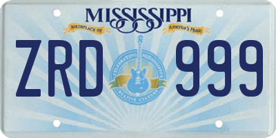 MS license plate ZRD999