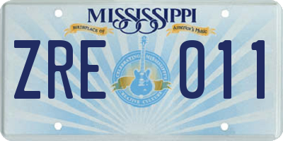 MS license plate ZRE011