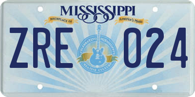 MS license plate ZRE024