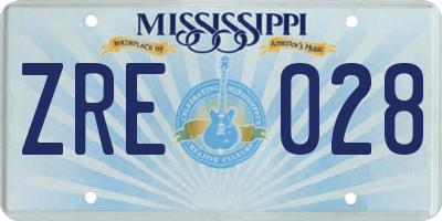 MS license plate ZRE028