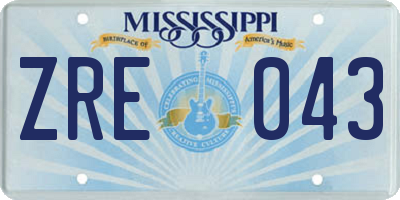 MS license plate ZRE043
