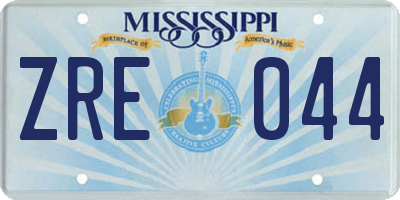 MS license plate ZRE044