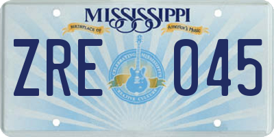 MS license plate ZRE045