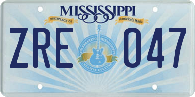 MS license plate ZRE047