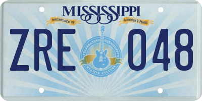 MS license plate ZRE048