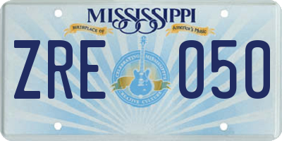 MS license plate ZRE050
