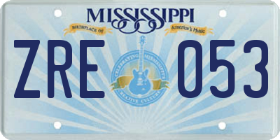 MS license plate ZRE053