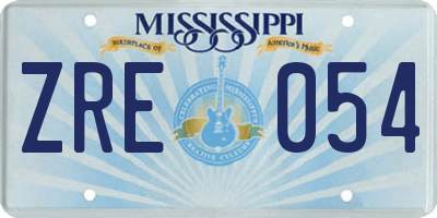 MS license plate ZRE054