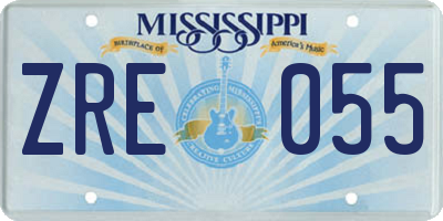 MS license plate ZRE055