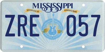 MS license plate ZRE057