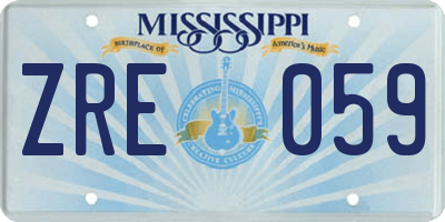 MS license plate ZRE059