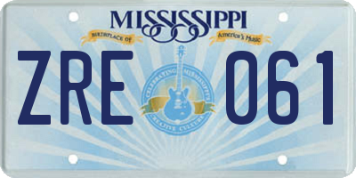 MS license plate ZRE061