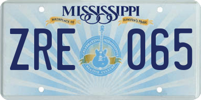 MS license plate ZRE065