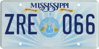 MS license plate ZRE066