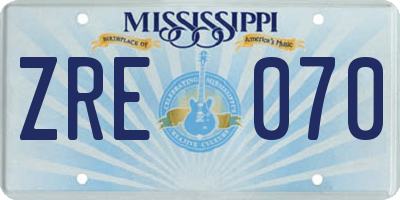 MS license plate ZRE070