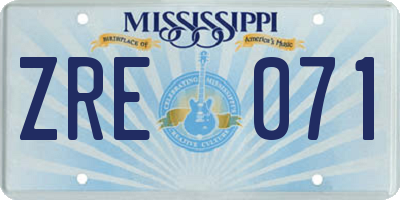 MS license plate ZRE071