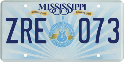 MS license plate ZRE073