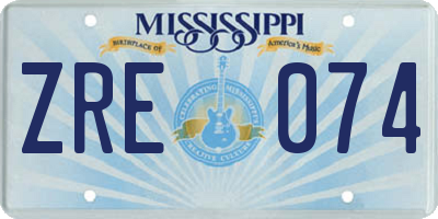 MS license plate ZRE074