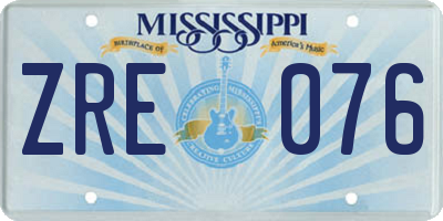 MS license plate ZRE076
