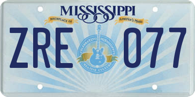 MS license plate ZRE077