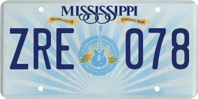MS license plate ZRE078