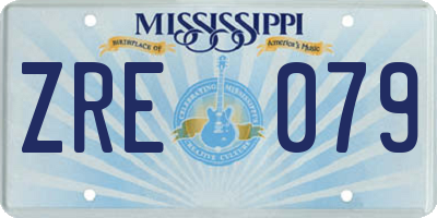 MS license plate ZRE079