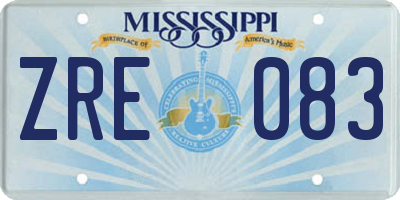 MS license plate ZRE083