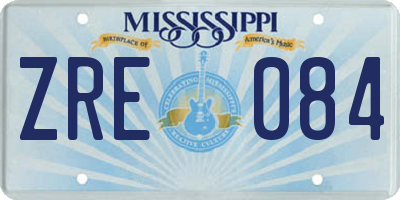 MS license plate ZRE084