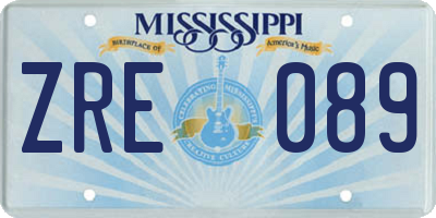 MS license plate ZRE089