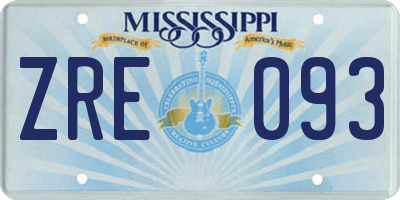 MS license plate ZRE093