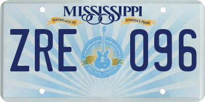 MS license plate ZRE096