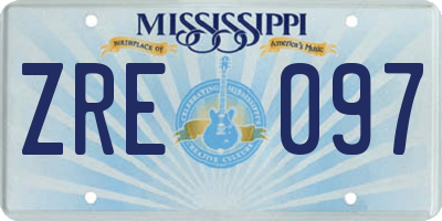 MS license plate ZRE097