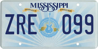 MS license plate ZRE099