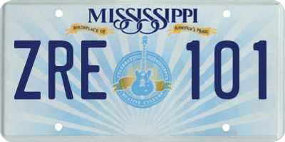 MS license plate ZRE101