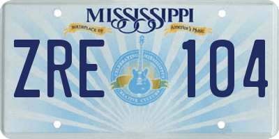 MS license plate ZRE104