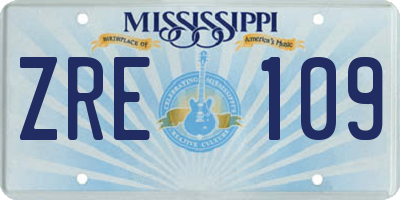 MS license plate ZRE109