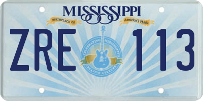 MS license plate ZRE113
