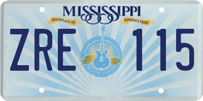 MS license plate ZRE115