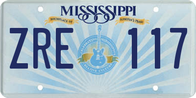 MS license plate ZRE117