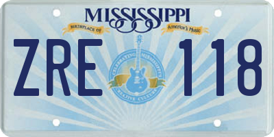 MS license plate ZRE118