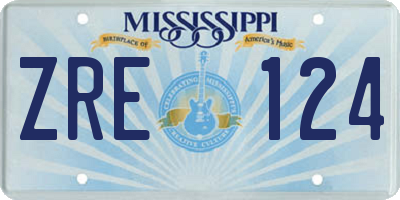 MS license plate ZRE124