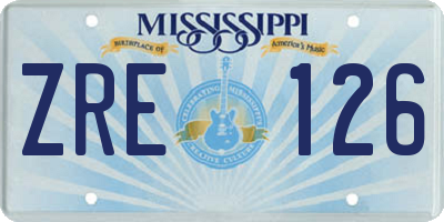 MS license plate ZRE126