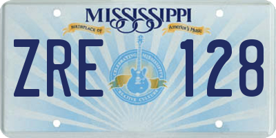 MS license plate ZRE128