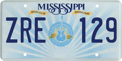 MS license plate ZRE129