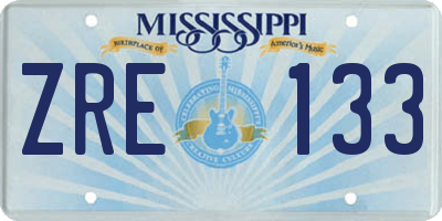 MS license plate ZRE133