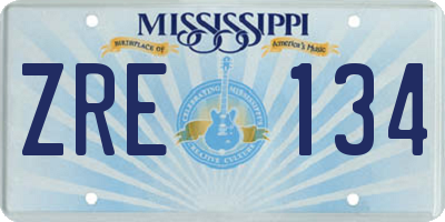 MS license plate ZRE134