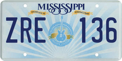 MS license plate ZRE136
