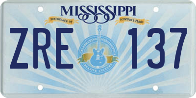 MS license plate ZRE137