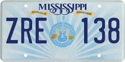 MS license plate ZRE138